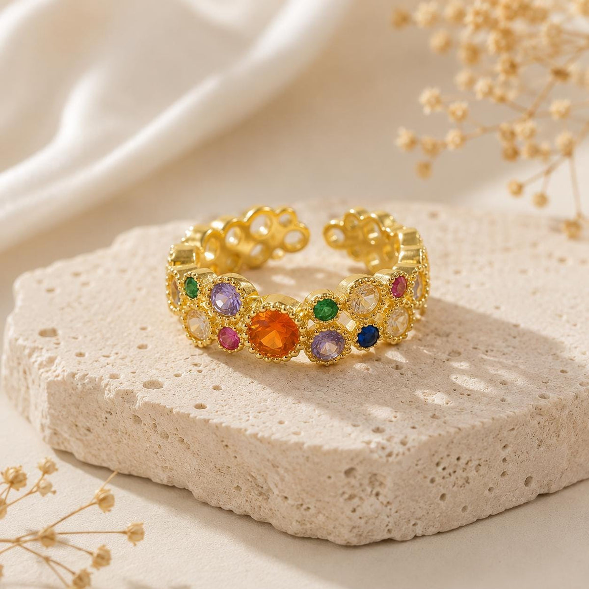 Multicolor Stone Rainbow Gold Ring — image 10