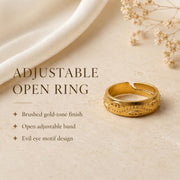 Engraved Evil Eye Gold Band Ring — image 2