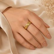 Engraved Evil Eye Gold Band Ring — image 9