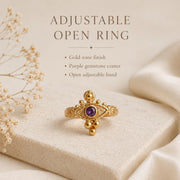 Purple Stone Byzantine Eye Gold Ring — image 4