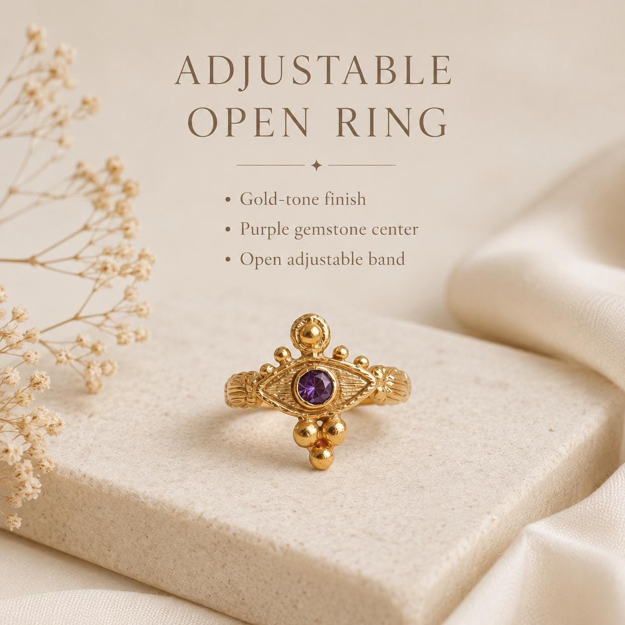 Purple Stone Byzantine Eye Gold Ring — image 4