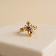 Purple Stone Byzantine Eye Gold Ring — image 1