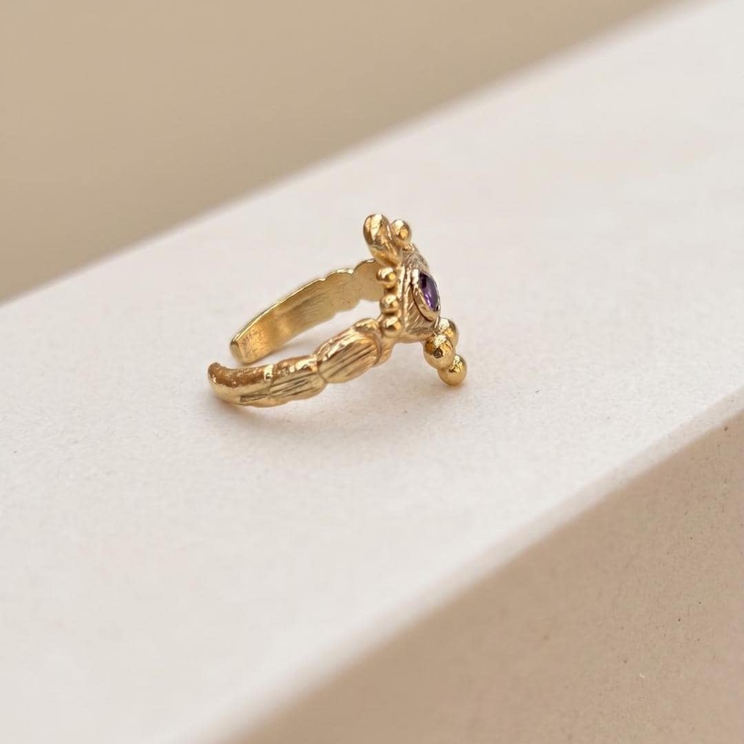 Purple Stone Byzantine Eye Gold Ring — image 2