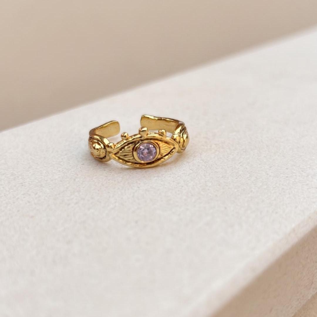 Purple Stone Gold Statement Ring — image 1
