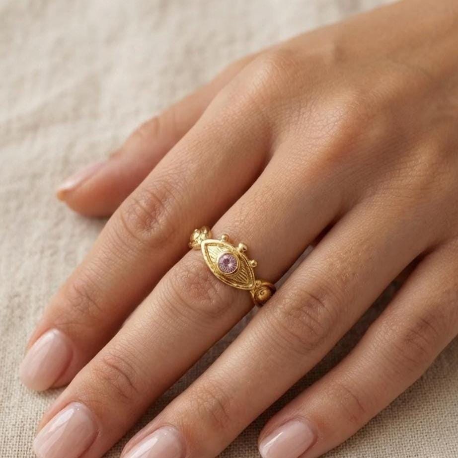 Purple Stone Gold Statement Ring — image 7