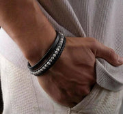 Moonstone Black Leather Bracelet — image 2