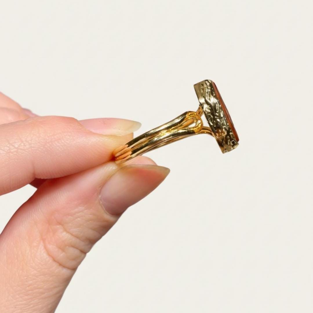 Carved Agate Cross Signet Ring — image 6