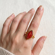 Carved Carnelian Leaf Signet Ring — image 1