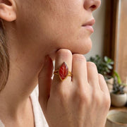 Carved Carnelian Leaf Signet Ring — image 4