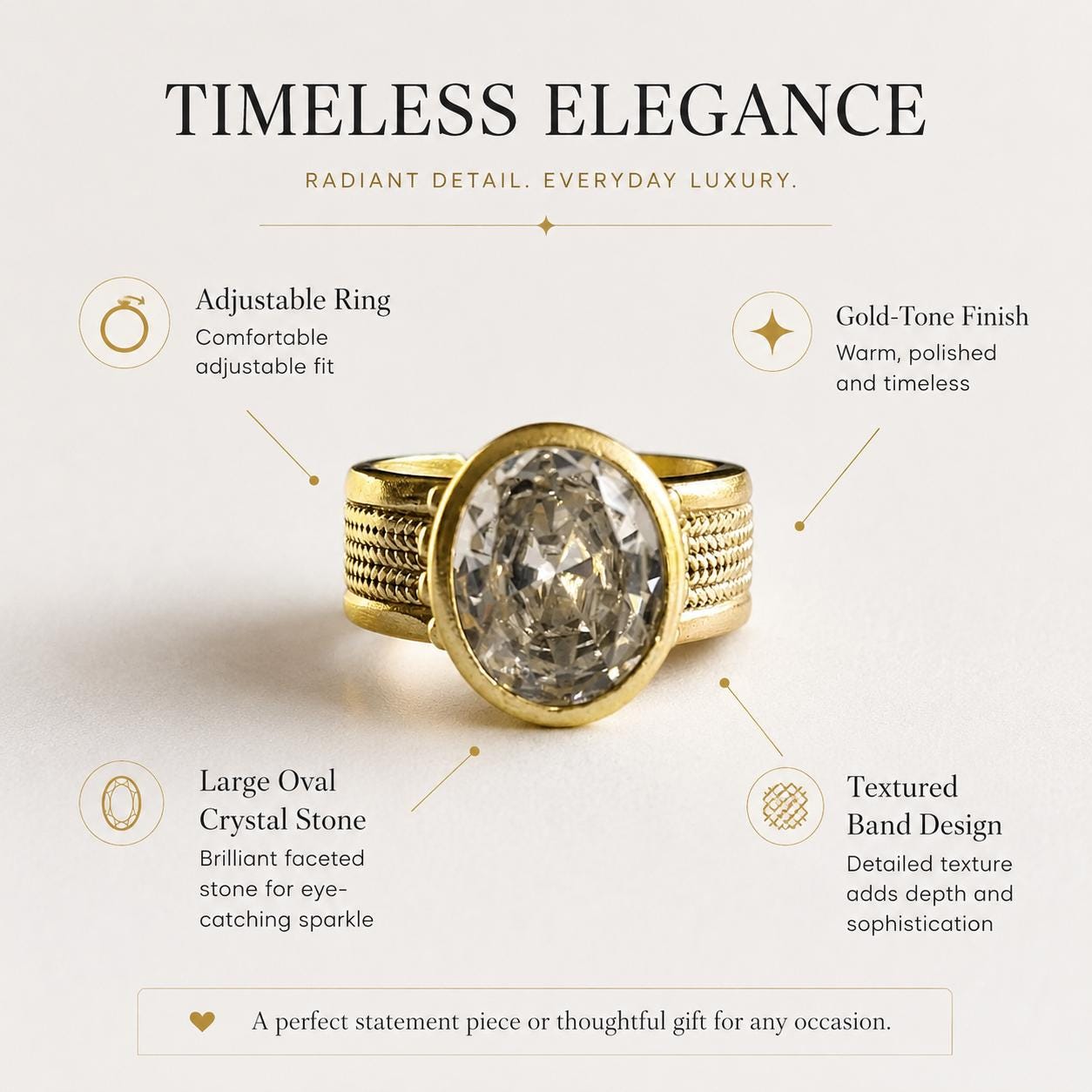 Baguette Stone Gold Statement Ring — image 2
