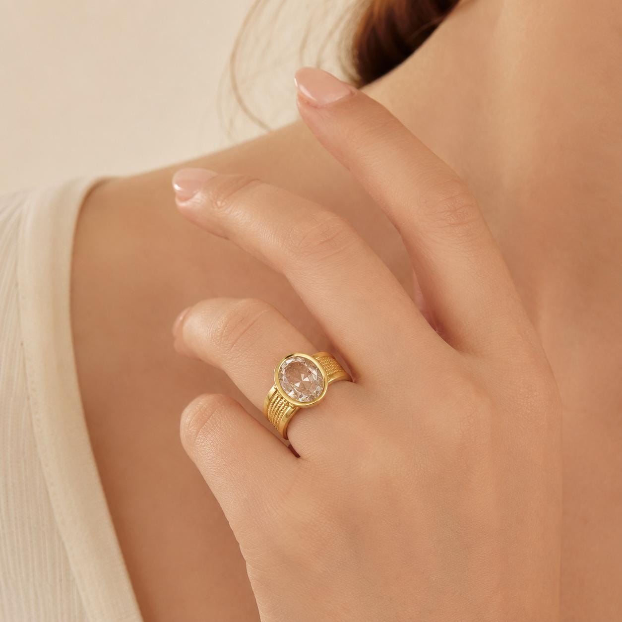 Baguette Stone Gold Statement Ring — image 10
