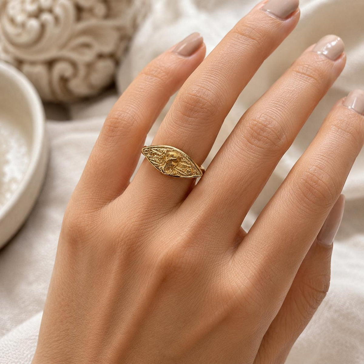 Textured Gold Statement Ring — image 3
