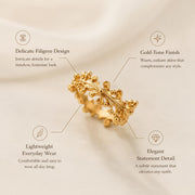 Floral Pattern Gold Ring — image 3