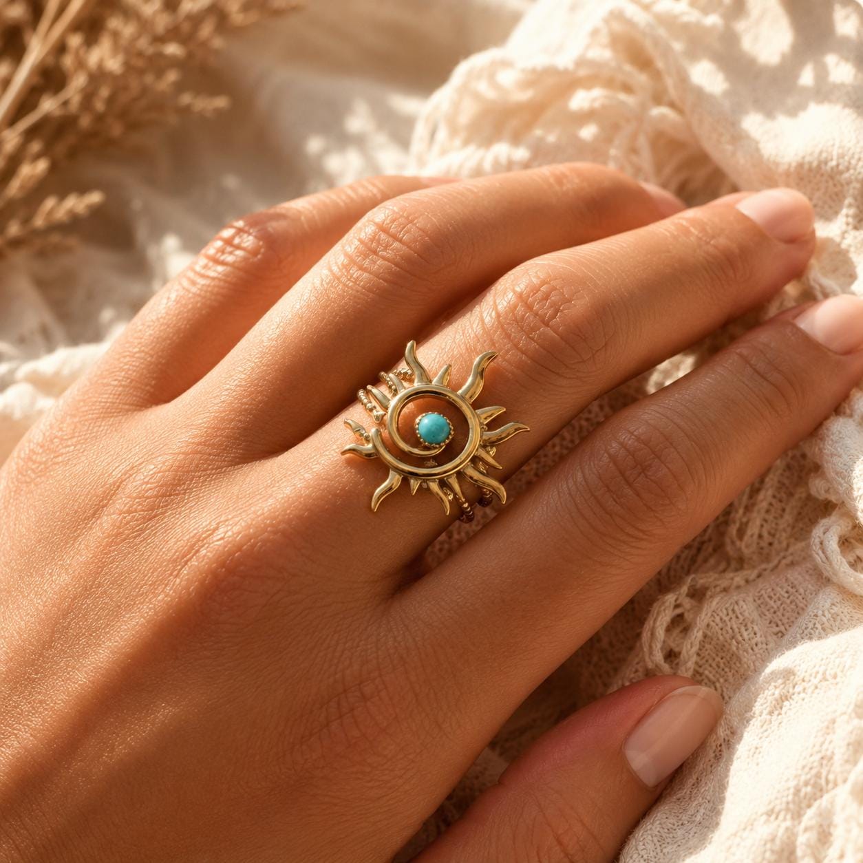Turquoise Sun Gold Ring — image 8