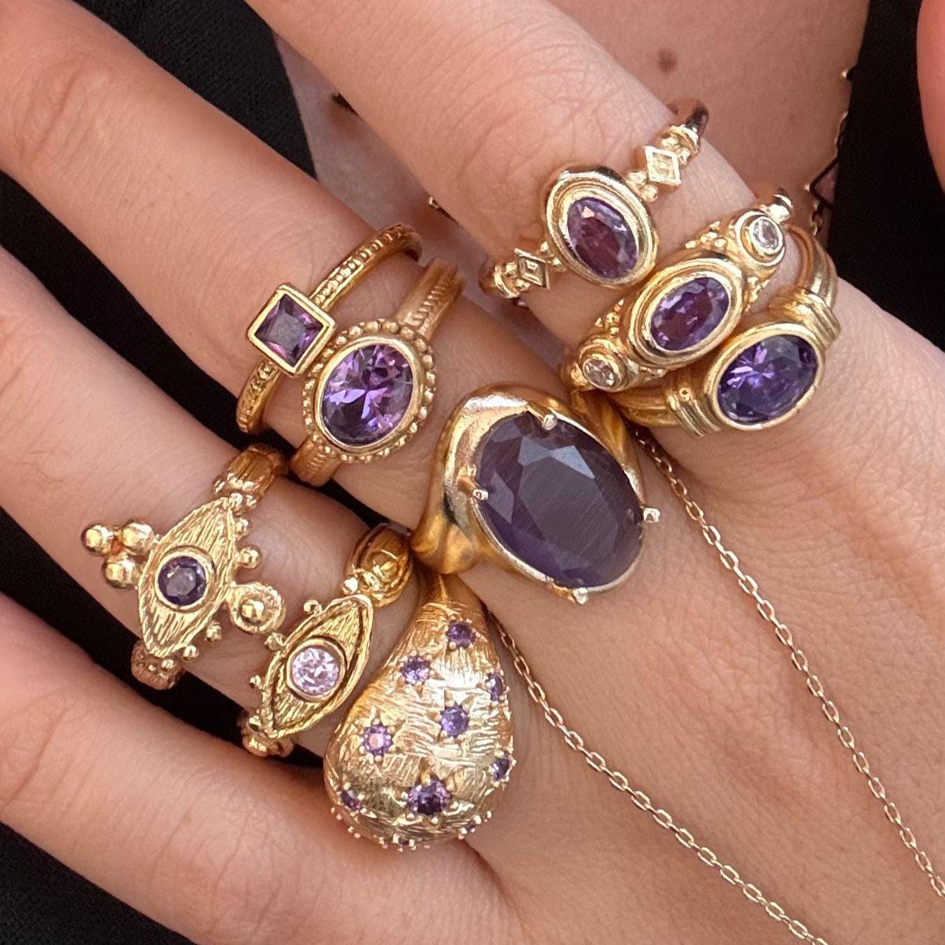 Celestial Star Purple Stone Dome Ring — image 6