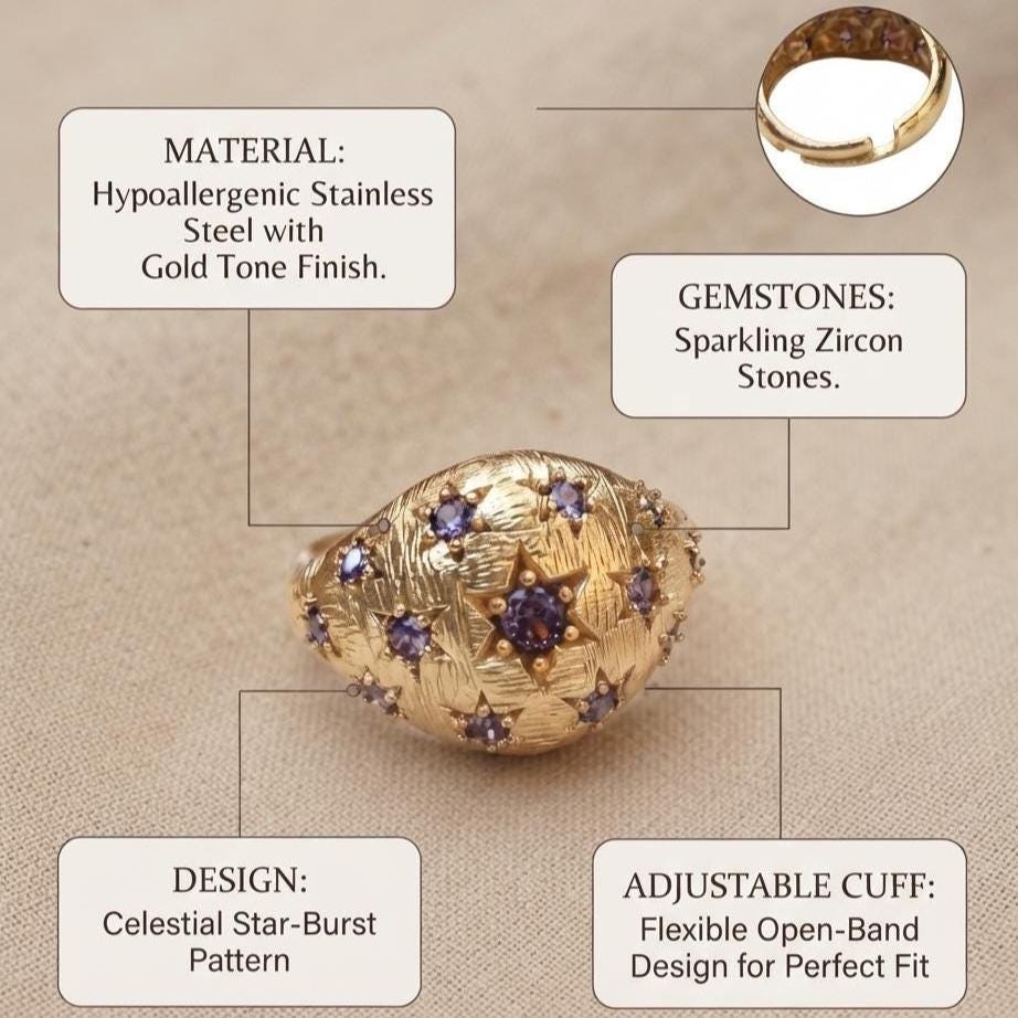 Celestial Star Purple Stone Dome Ring — image 2