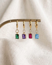 Blue Stone Gold Huggie Earrings — image 5