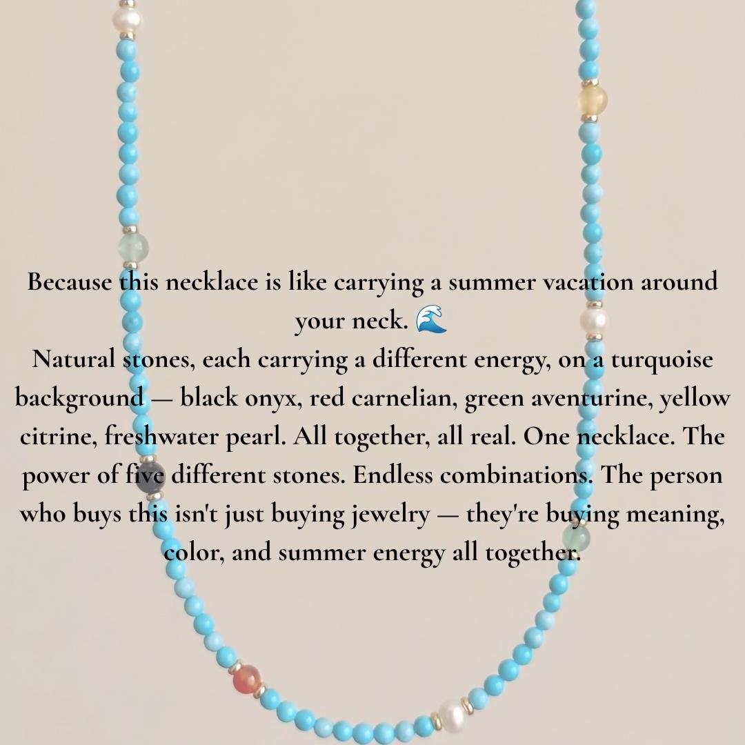Turquoise Gemstone & Pearl Necklace — image 10
