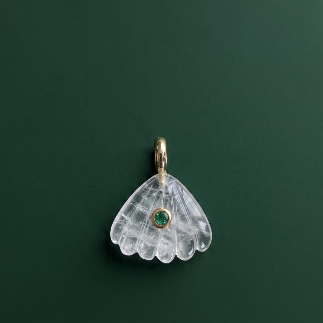 Rock Crystal Shell Layered Gold Necklace — image 5