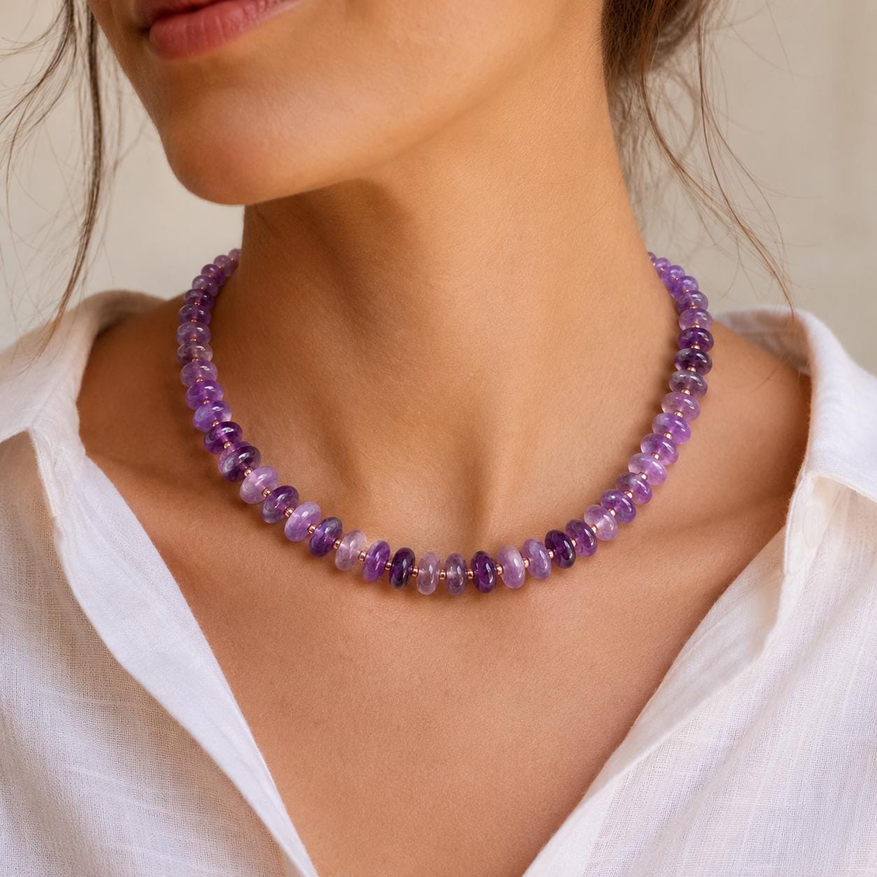 Amethyst Heishi Bead Necklace — image 3