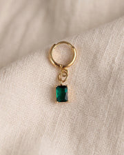 Green Stone Gold Huggie Earrings — image 7