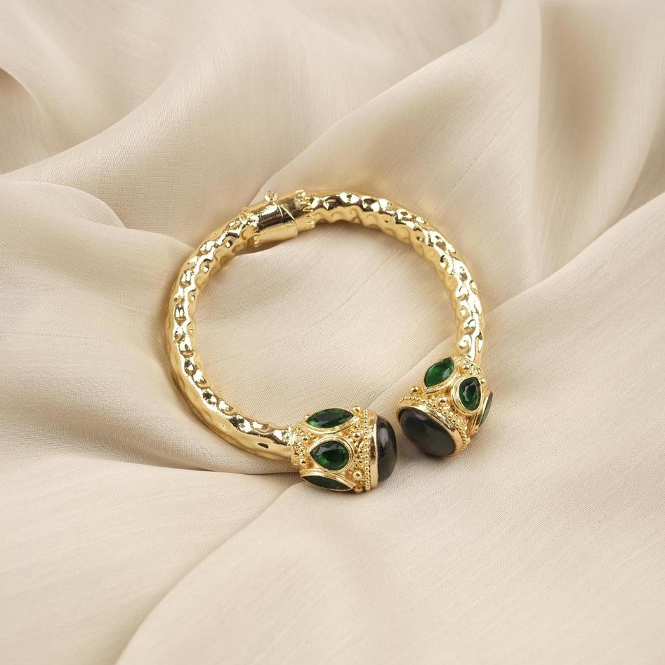 Aquamarine or Malachite Gold Bangle — image 8