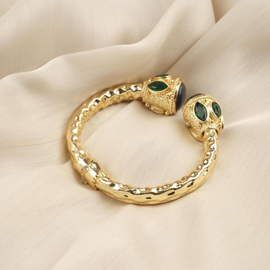 Aquamarine or Malachite Gold Bangle — image 10