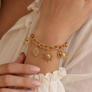 Sun & Heart Charm Gold Bangle — image 1