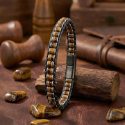 Tiger Eye & Hematite Leather Bracelet — image 6
