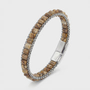 Petrified Wood & Hematite Leather Bracelet — image 5