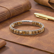 Petrified Wood & Hematite Leather Bracelet — image 1