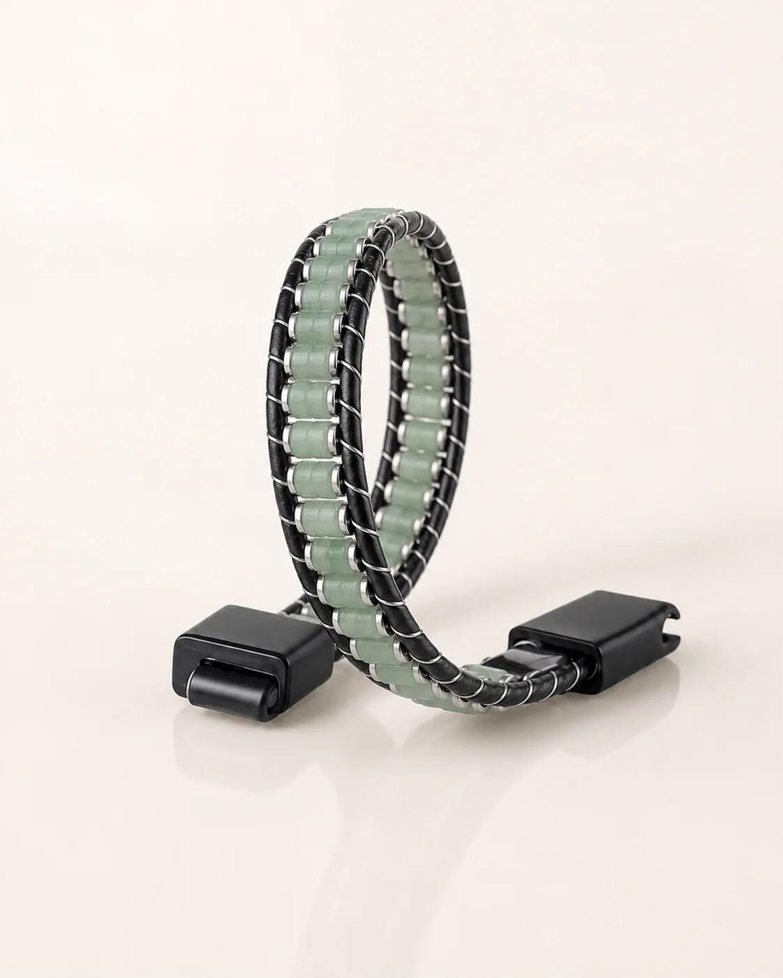 Green Aventurine & Hematite Leather Bracelet — image 4