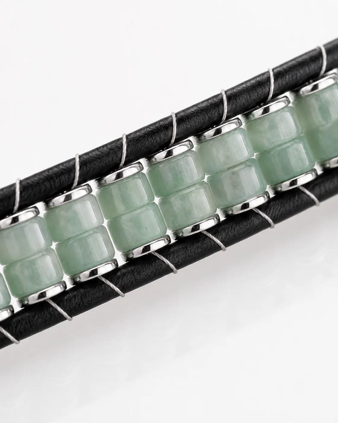 Green Aventurine & Hematite Leather Bracelet — image 2