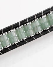 Green Aventurine & Hematite Leather Bracelet — image 2