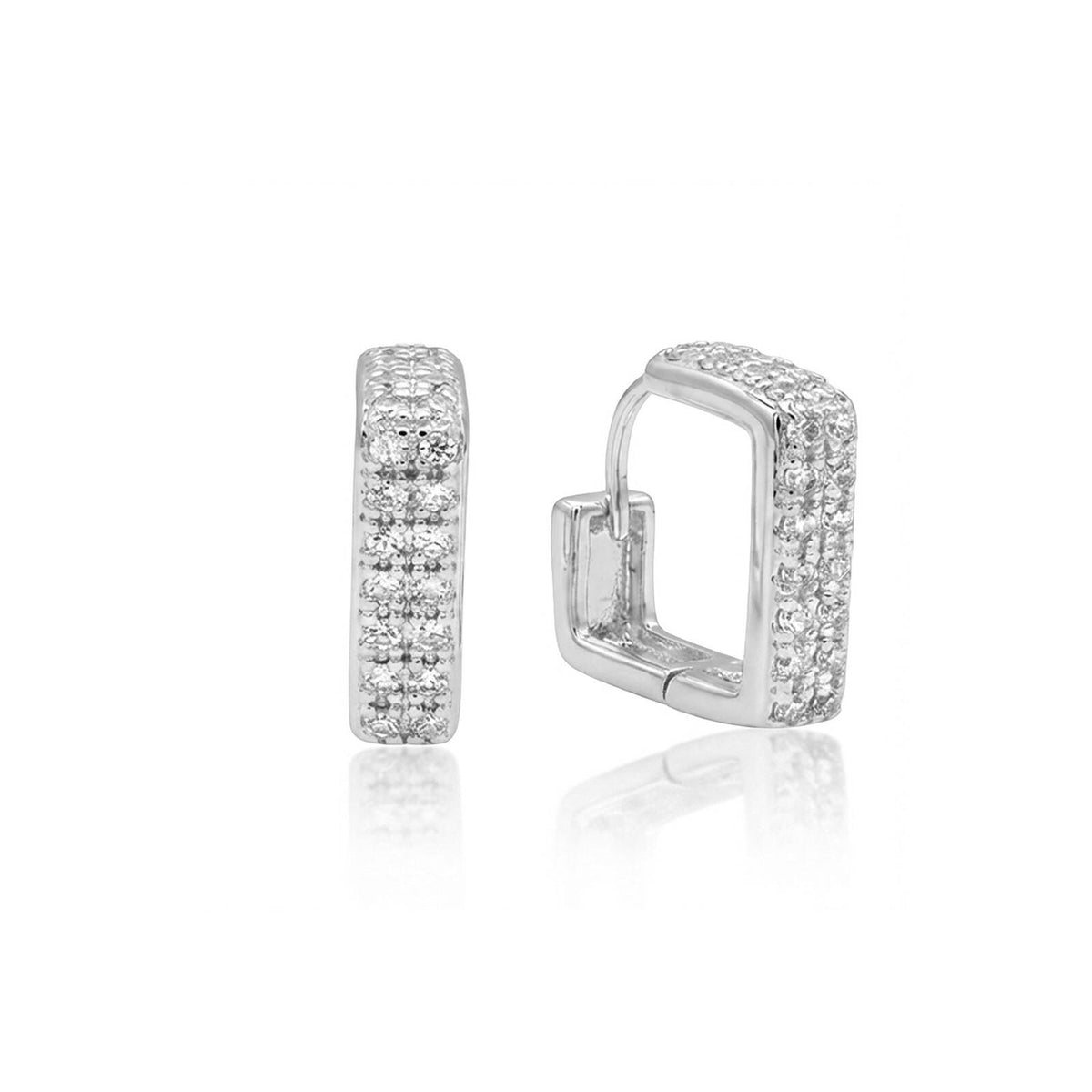 Geometric Pavé Huggie Earrings — image 2