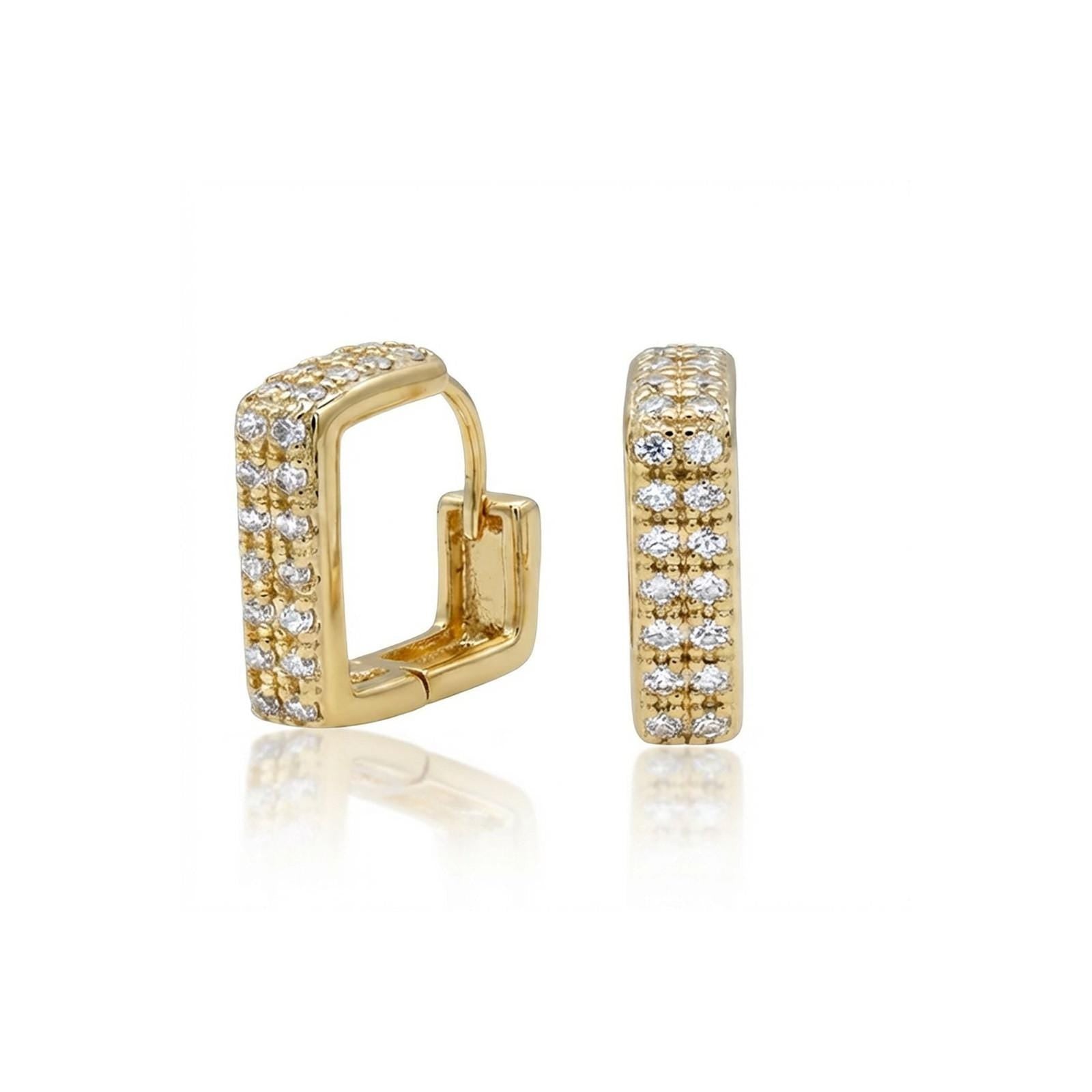 Geometric Pavé Huggie Earrings — image 3