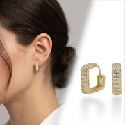 Geometric Pavé Huggie Earrings — image 4