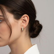 Geometric Pavé Huggie Earrings — image 6
