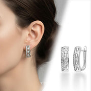 Geometric Crystal Huggie Earrings — image 4