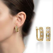 Geometric Crystal Huggie Earrings — image 5