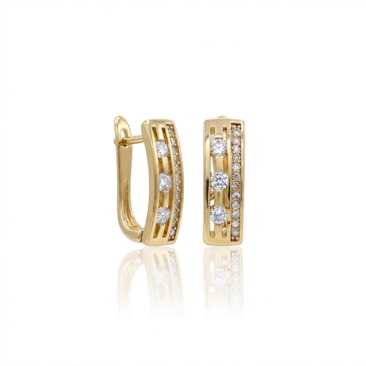 Geometric Crystal Huggie Earrings — image 2