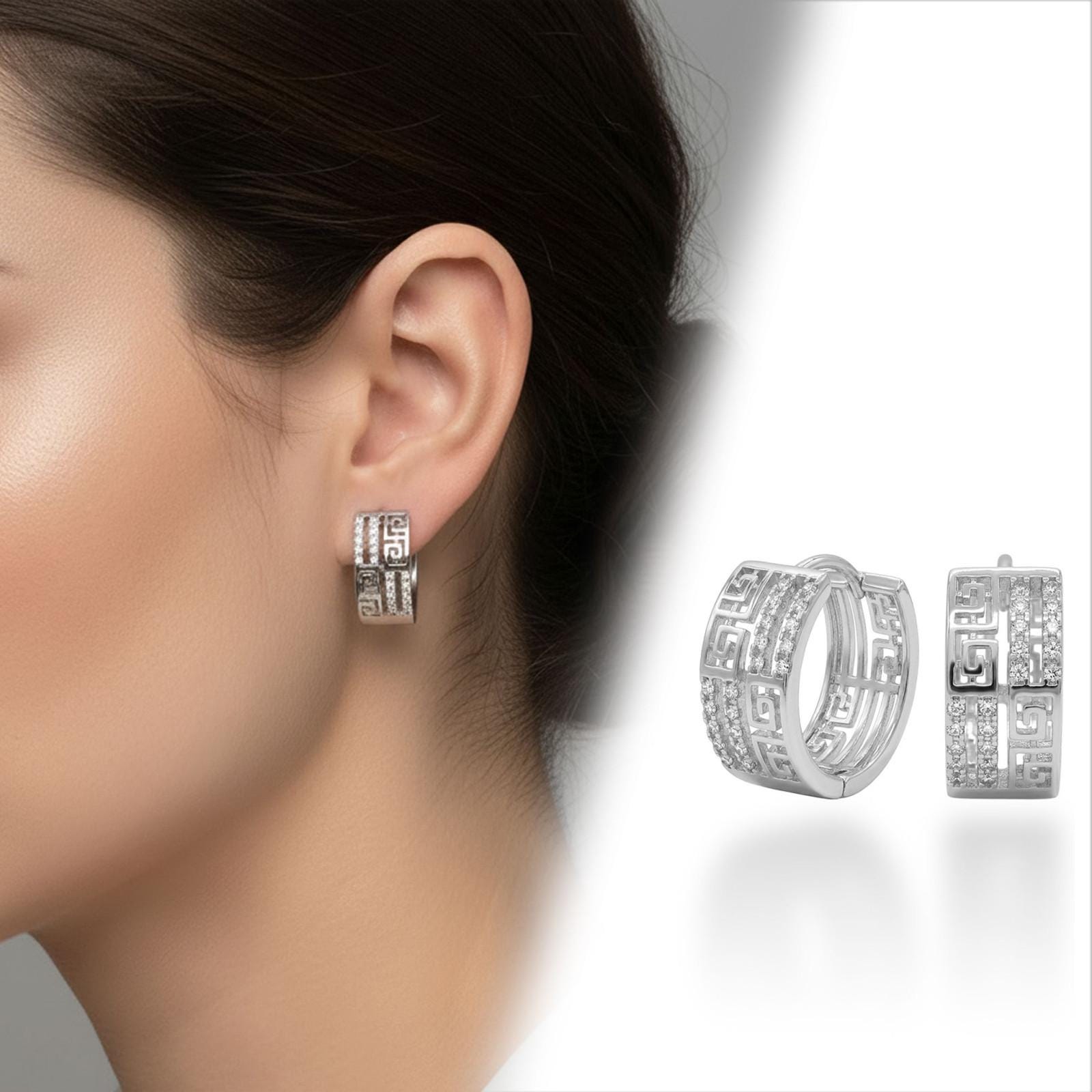 Greek Pattern Hoop Earrings — image 6