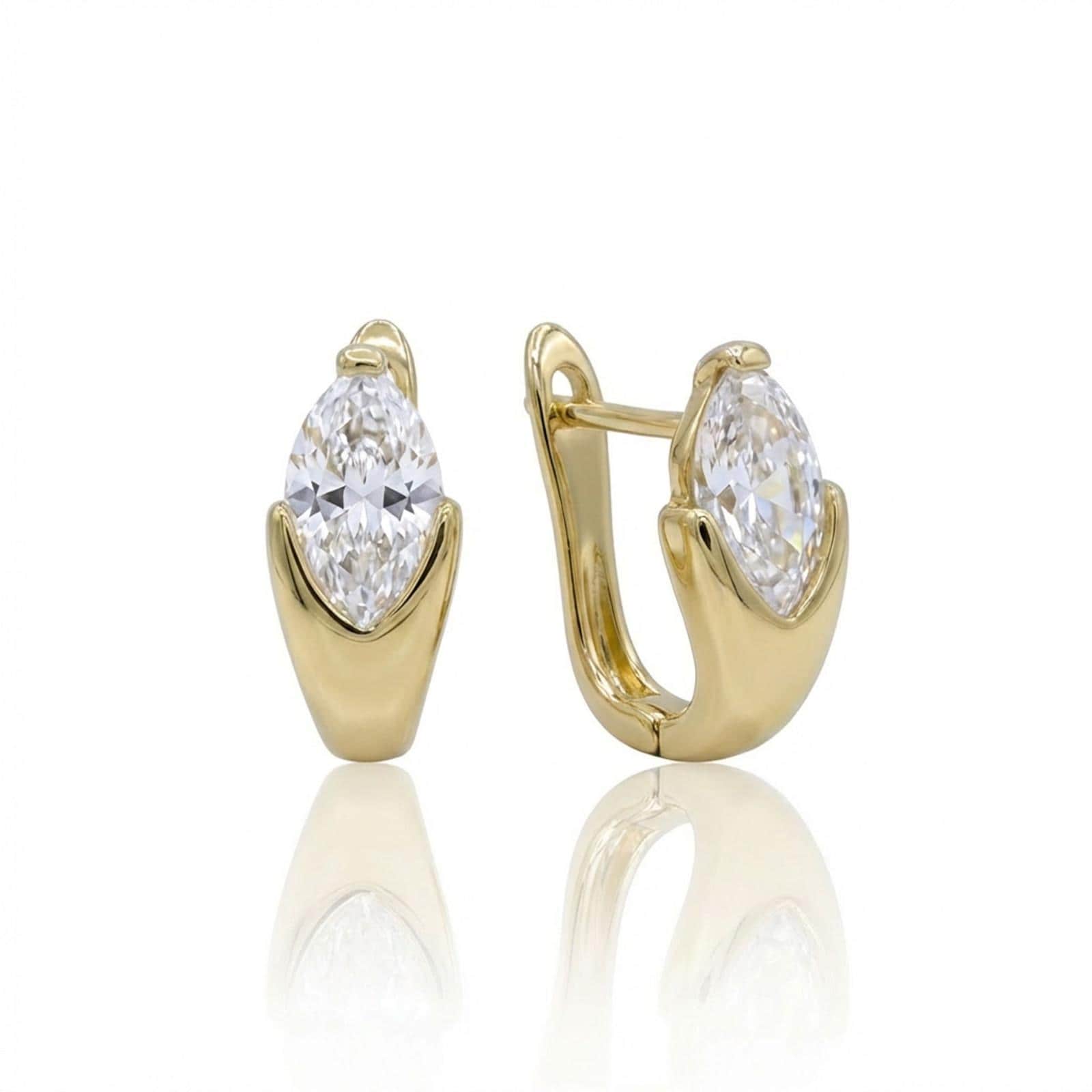 Marquise-Cut Crystal Huggie Earrings — image 2