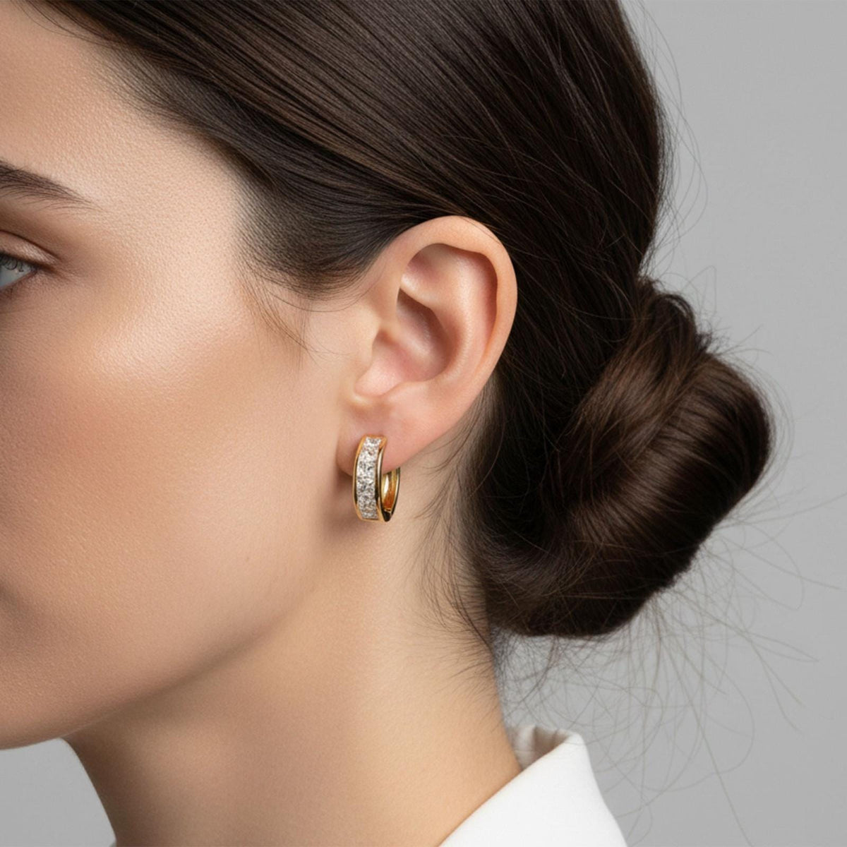 Queen-Cut Crystal Huggie Earrings — image 6