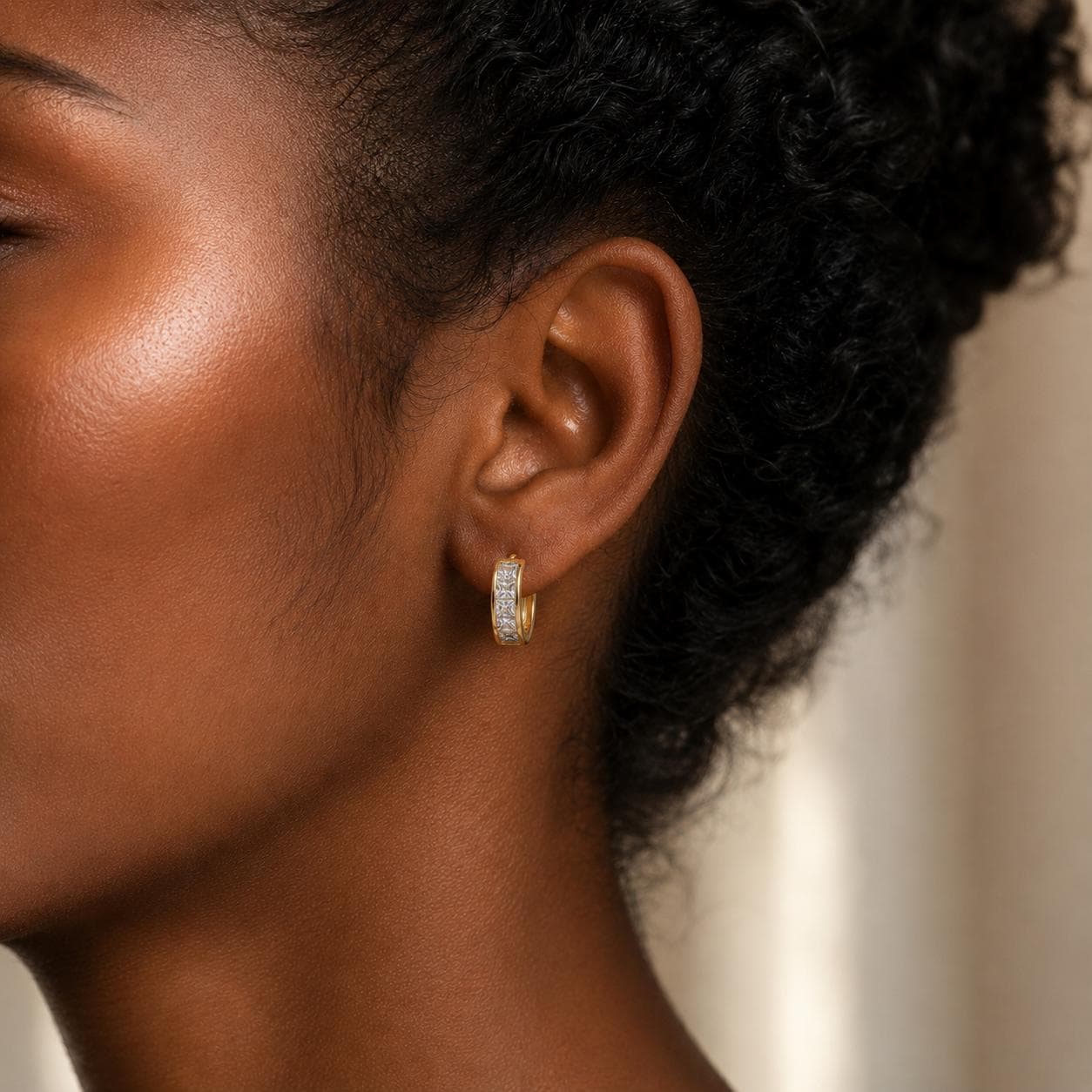 Queen-Cut Crystal Huggie Earrings — image 4