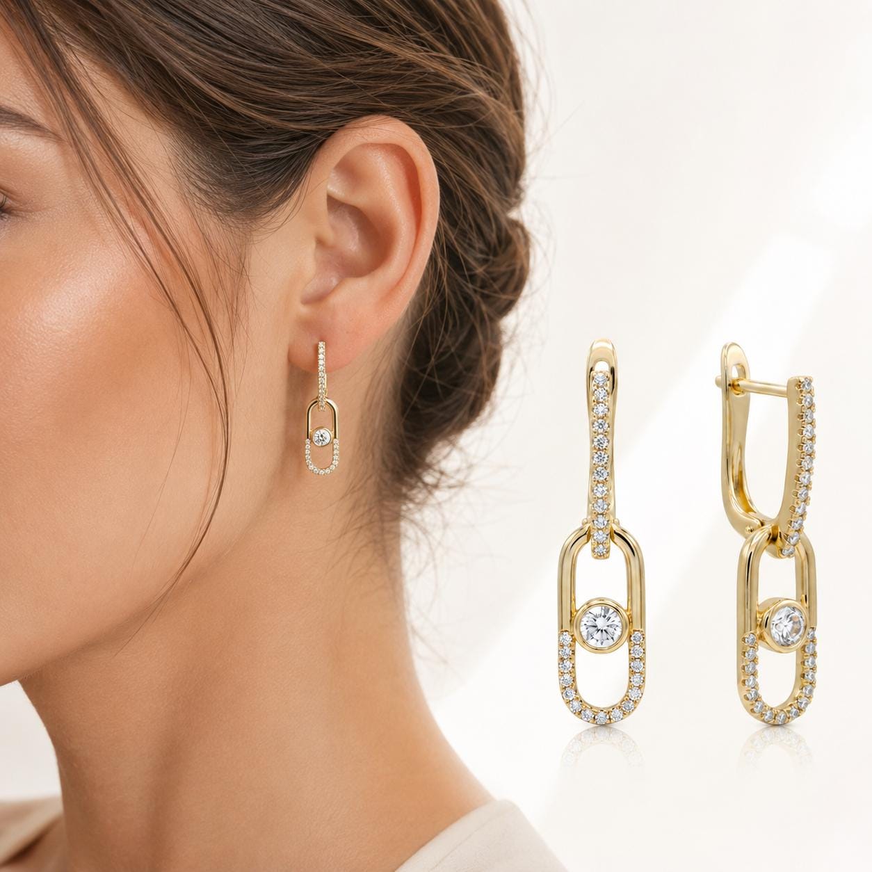 Pavé Chain Drop Earrings — image 1