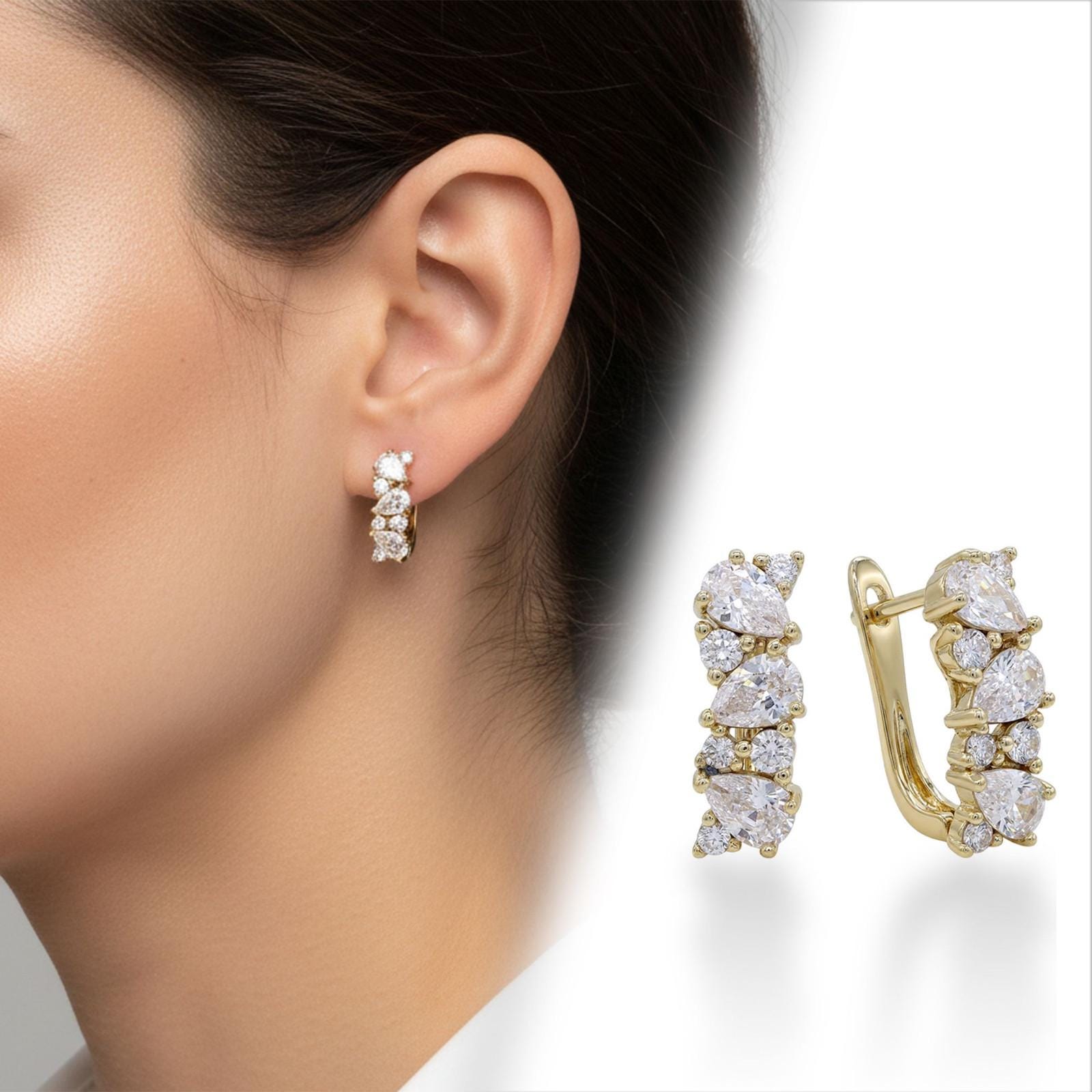 Pear-Cut Crystal Huggie Earrings — image 8