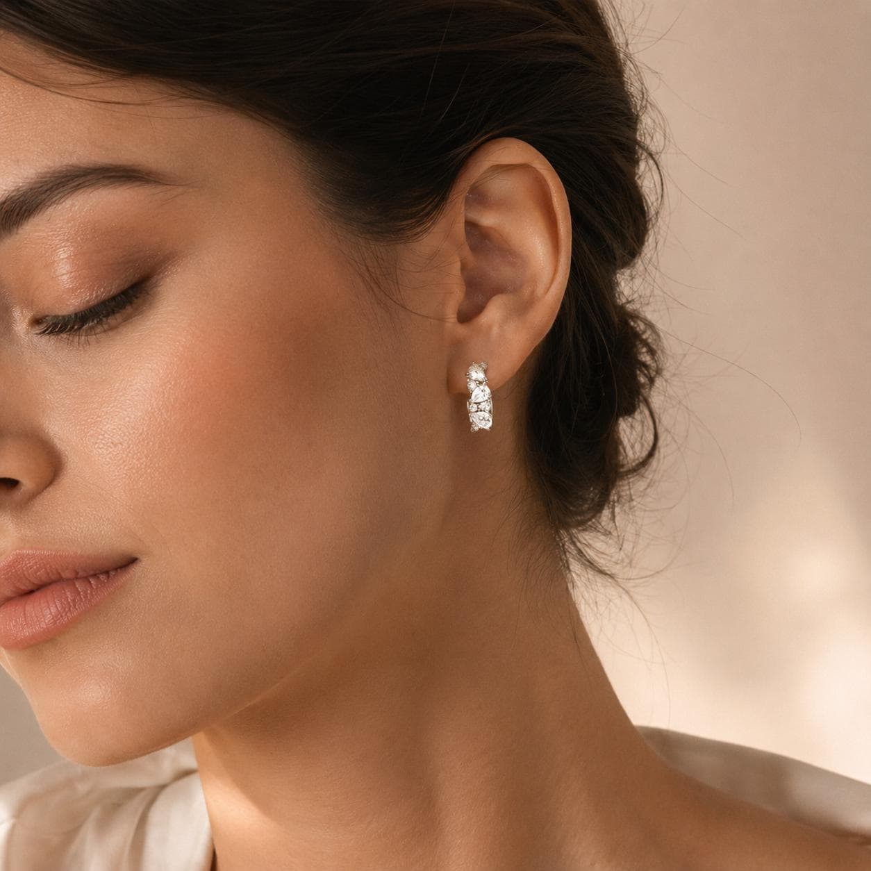 Pear-Cut Crystal Huggie Earrings — image 4