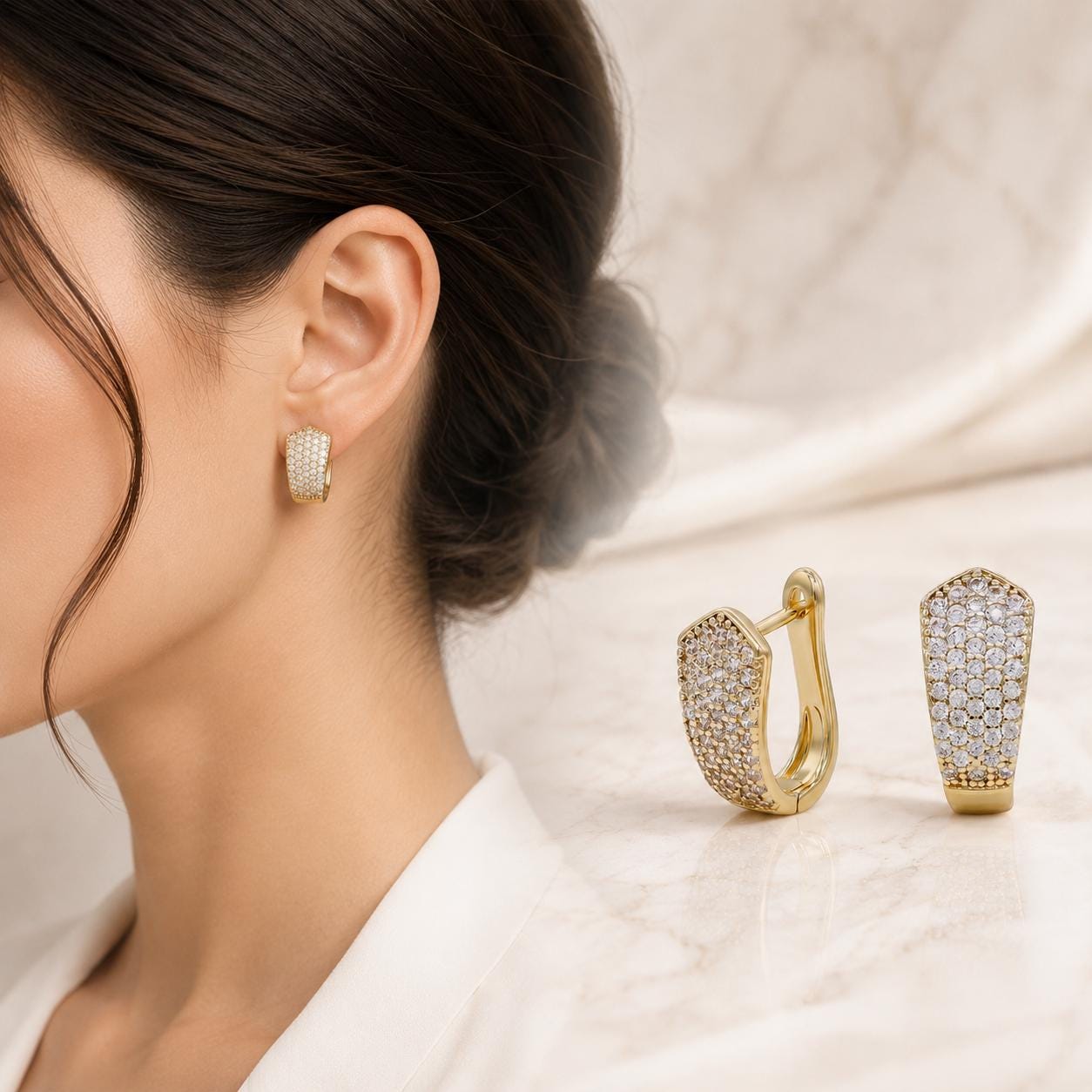 Micro Pavé Huggie Earrings — image 1