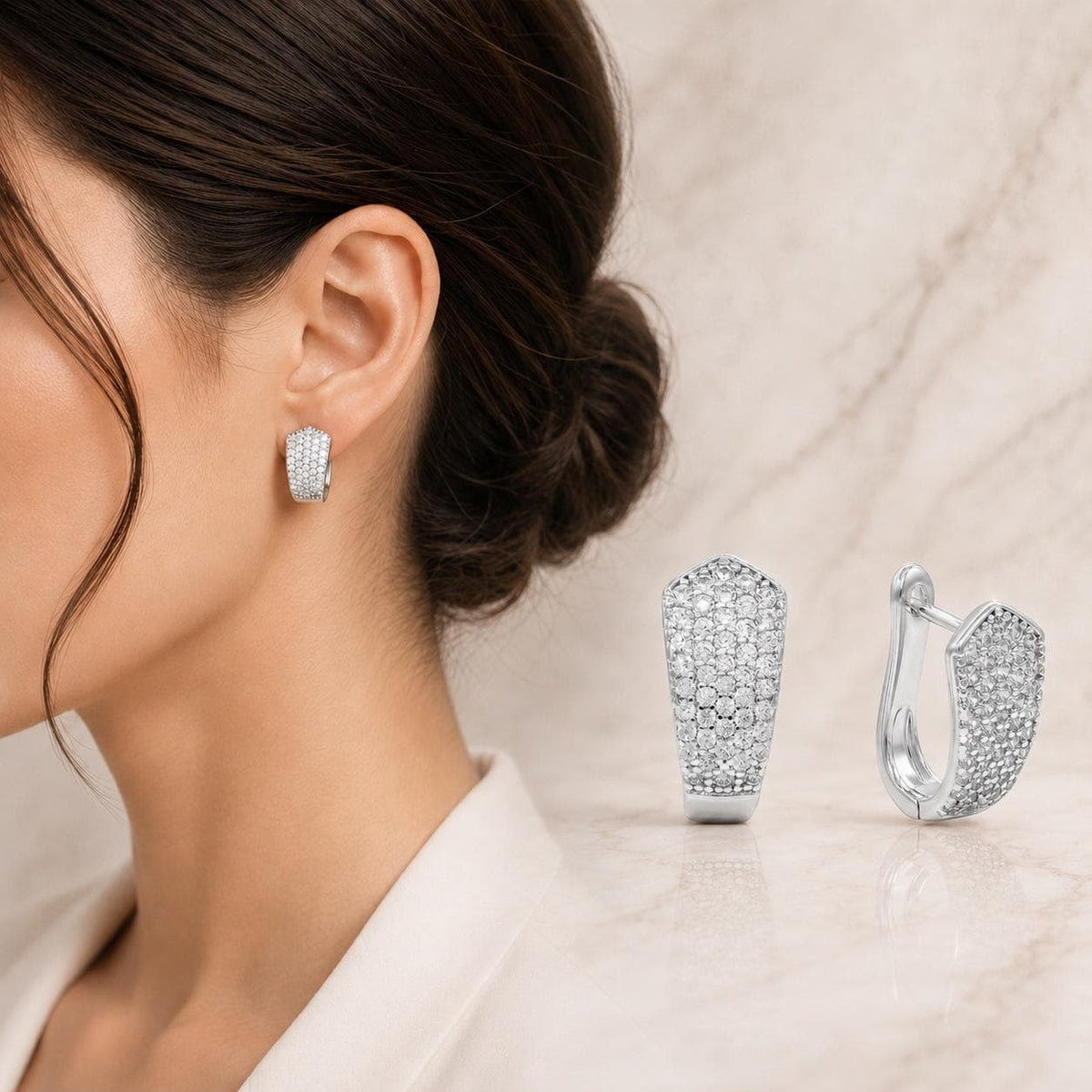 Micro Pavé Huggie Earrings — image 2